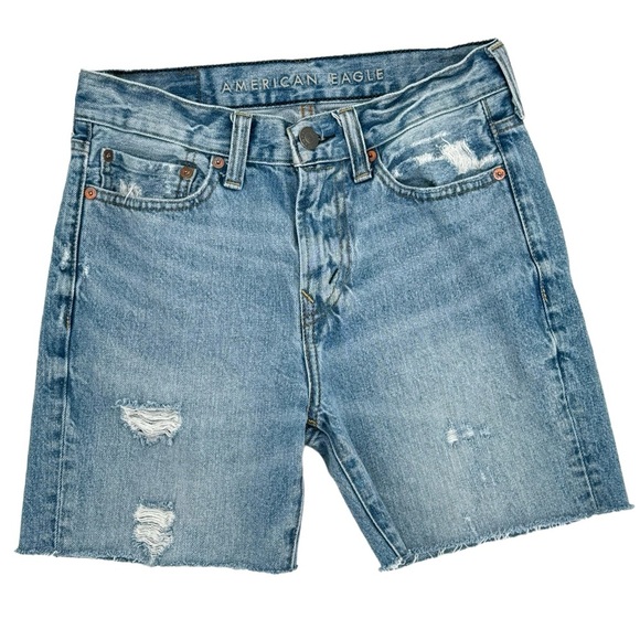 American Eagle AE Cutoff Jean Shorts Jorts Relaxed Slim Fit Distressed | Size 26 - Picture 1 of 6